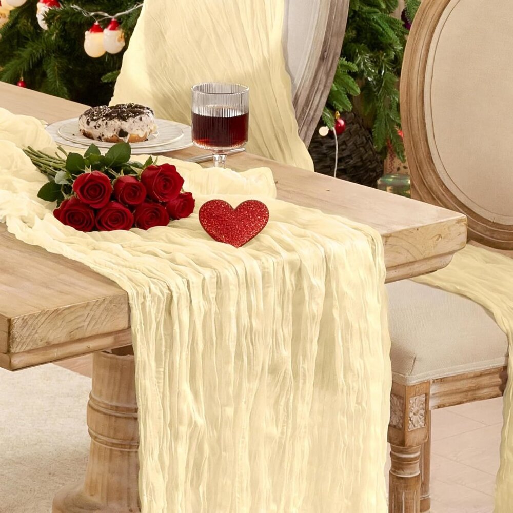 6 Pack Cheesecloth Table Runner 120 Inch Boho Rustic Gauze 10 FT Beige Cheese Cl